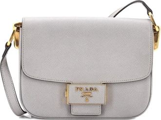 Prada Embleme Flap Bag Saffiano Leather Small shoulder bag - Grijs