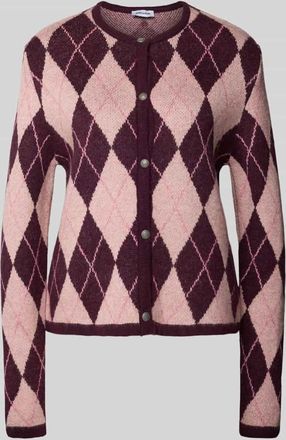 More & More More & More Cardigan mit Woll-Anteil und Rundhalsausschnitt in Bordeaux, Größe 38