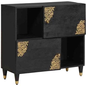 vidaXL vidaXL Credenza con porta Nero 80 x 33 x 75 cm Legno di mango massello