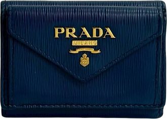 Prada Blue Leather Wallet (Tri-Fold) (Pre-Owned)