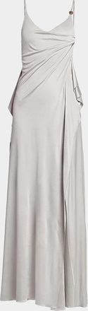 Versace Draped Satin Viscose Gown