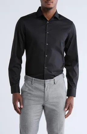 Calvin Klein Lasting Color Slim Fit Dress Shirt in Black at Nordstrom Rack, Size 14.5 - 32/33