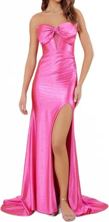 Nox Anabel Bow Strapless Gown In Pink