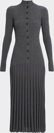 Proenza Schouler Jada Turtleneck Drop-Waist Button-Front Maxi Dress