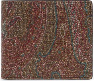 Etro Paisley Portemonnee met Geprinte Binnenkant - Heren - Portefeuilles - Rood - ONE Size - Katoen - Accessoires