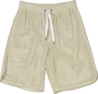 Brunello Cucinelli Winter White Leather Bermuda Shorts, Brand Size 48 (US Size 14)