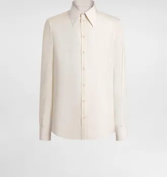 Dolce & Gabbana Gold Shirt In Silk Jacquard - Man Shirts White 38