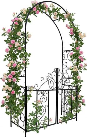 Relaxdays Relaxdays Arco De Rosas Con Puerta, Adornos De Enredaderas Para Jard&iacute;n, 230 X 130 X 38 Cm, Metal Negro