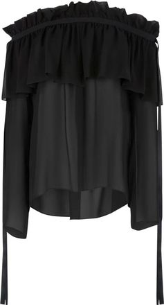 Nina Ricci Overhemden, Dames, Zwart, 2Xs, Boat Neck Silk Top With Bow