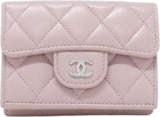 Chanel Pre-owned Wallets, female, Pink, Size: ONE SIZE Pre-owned Timeless Classic Caviar Skin Wallet