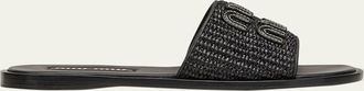 Miu Miu Raffia Logo Flat Slide Sandals