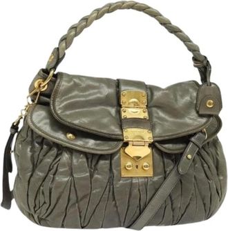 Miu Miu Pre-owned Handbags, female, Gray, Size: ONE SIZE Pre-owned Leather Handbag