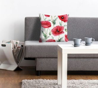 Queence Dekokissen »Leon« Kissenhülle,Mohnblumen,Rot,Blumen,Floral,Natur,Dekorativ,Lebendig