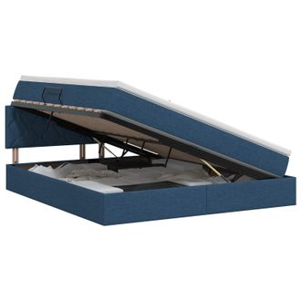 vidaXL Cama Con Almacenamiento Y Colch&oacute;n Azul 140 X 200 Cm Terciopelo Vidaxl