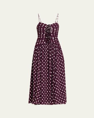 Cinq &agrave; Sept Camille Polka Dot Ruffled Midi Dress