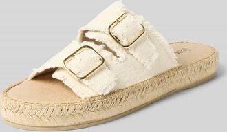 Espadrij Sandalette mit Dornschlie&szlig;en Modell CLAQUETTE LIN in Offwhite, Gr&ouml;&szlig;e 36