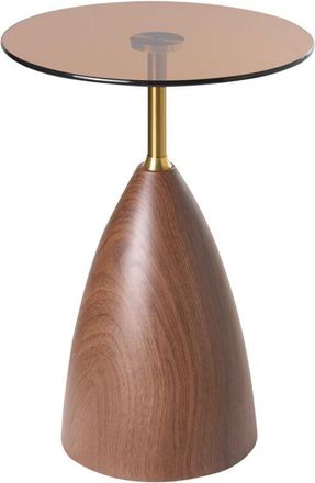 Beliani Side Table WALLIS Tempered Glass Brown