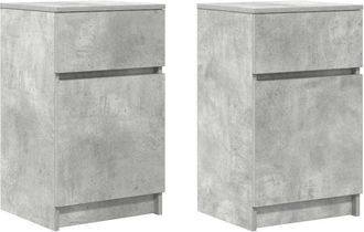 vidaXL Vidaxl - Bedside Cabinets 2 pcs Concrete Grey 39x35x65 cm Engineered Wood