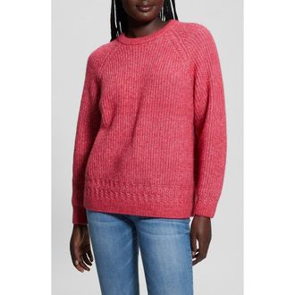 Guess Margo Mixed Stitch Sweater in Spring Coral at Nordstrom, Size X-Small