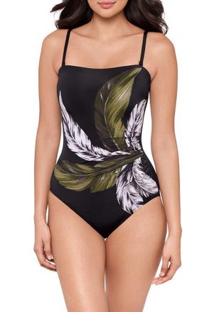 Miraclesuit Boca Grande Avanti Strapless One-Piece Swimsuit in Black/Multi at Nordstrom, Size 14