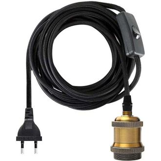 OEM Casquillo E27 Con Interruptor, Cable Textil De 1,2 Metros Para Portal&aacute;mparas/l&aacute;mpara Colgante Edison Retro/l&aacute;mpara Creativa, Adaptador De L&aacute;mpara De L