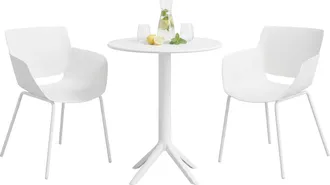 Clp Set De Muebles De Jard&iacute;n Siora Con 2 Sillas Para Balc&oacute;n Y Terraza Blanco