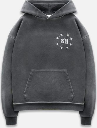 Duke + Dexter Duke + Dexter, Mens NY Paint Splatter Washed Grey Hoodie, Size XXL