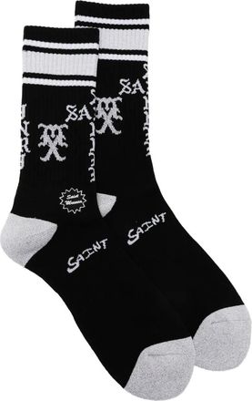 Saint Mxxxxxx Calzini a righe con ricamo - Nero