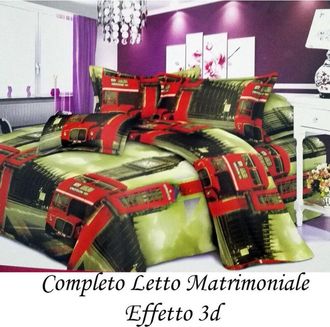 Trade Shop Trade Shop - Completo Letto 3d Lenzuola Matrimoniale Sotto Sopra Copri Cuscini Bus Londinese