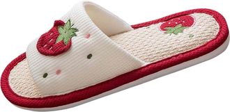 Generic Womens Slippers Cute House Indoor Slip-On Open Toe Slippers Soft Cotton Linen Floor Home Footwear Shoes Casual Lightweight Comfortable Four Seasons si