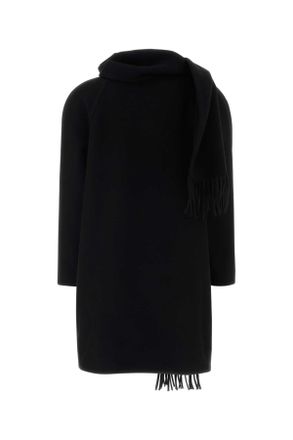 Balenciaga Womens Black Cashmere Coat Exterior: Cappotti