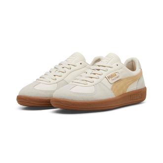 Puma Sneaker PUMA PALERMO LTH, Damen, Gr. 40,5, alpine snow, desert dust, gum, Leder, mehrfarbig, Schuhe Sneaker
