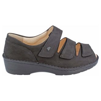 Finn Comfort Ischia Nubuck Womens Hook and Loop Sandals - Black - Size:UK 6.5