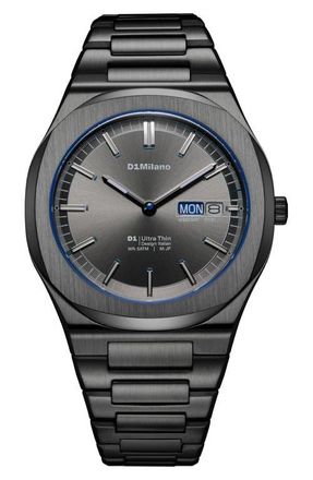 D1 Milano Dark Illusion Ultra Thin Bracelet Watch, 39mm in Gun Metal at Nordstrom