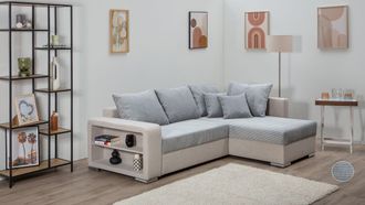 Collection Ab Ecksofa »John L-Form« Regalarmlehne,Bettfunktion,Bettkasten,Ottomane beiseitig montierbar