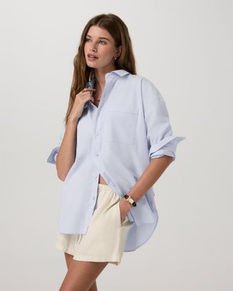 Vuori Clothing Long Sleeve Kensington Relaxed Button Down | Oxford Blue Heather | XS, Size Extra Small