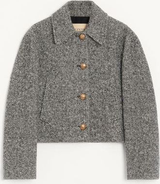 Valentino Caban In Urban Wool Chevron Donna AVORIO/NERO 36