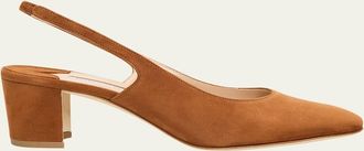 Manolo Blahnik 50mm Allurasan Suede Slingback Pumps