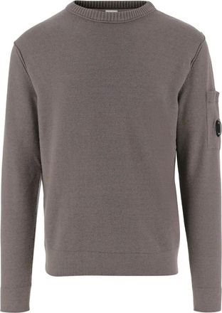 C.P. Company Maglione girocollo con tasche e dettaglio Lens - Grigio