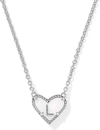 Kendra Scott Heart Letter L Short Pendant Womens Necklace Womens Necklace Silver Ivory Mother Of Pearl, Brass