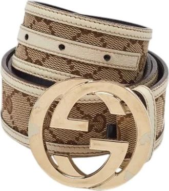 Gucci Pre-owned Vintage Riem - Dames - Vintage Accessoires - Beige - ONE Size - Leer - Vintage