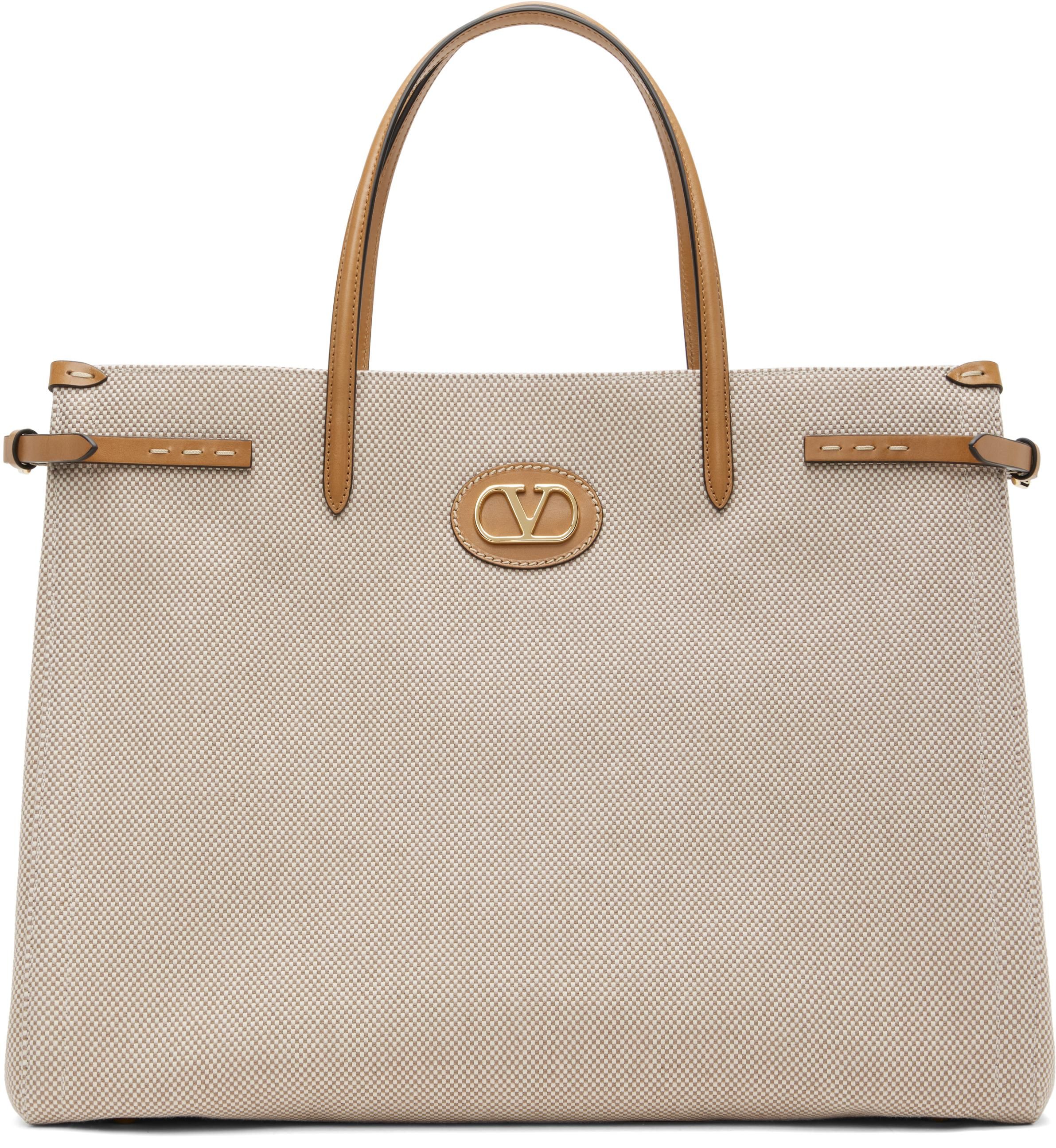 Valentino Garavani Off-White & Brown Antibes Large Canvas