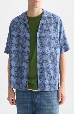 Scotch & Soda Horseshoe Print Camp Shirt in Horseshoes Infinity at Nordstrom, Size Xx-Large