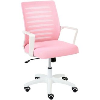 Beliani Office Chair Pink Mesh Fabric Upholstery Swivel Tilting Backrest Adjustable Height Home Office RADIANT