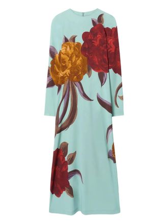 La DoubleJ Swing lon-sleeve floral midi dress - Blue
