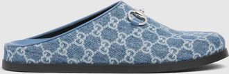 Gucci Womens Mule With Horsebit, Blue, Fabric