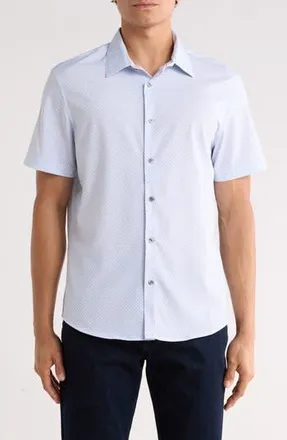 DKNY Declan Short Sleeve Button-Up Shirt in Kentucky Blue at Nordstrom Rack, Size X-Large