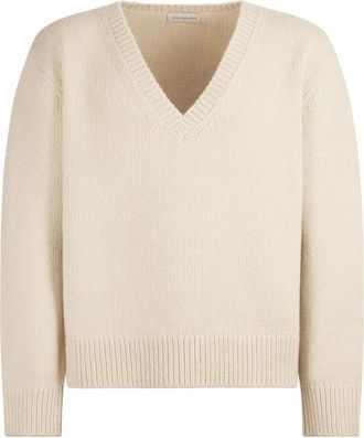 Dries Van Noten V-neck Trui - Heren - V-hals truien - Beige - M - Wol - Truien & Vesten