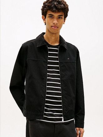 Tommy Hilfiger Flag Embroidery Zip-Thru Trucker Jacket