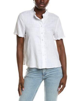 Vince Camuto Solid Linen-Blend Blouse